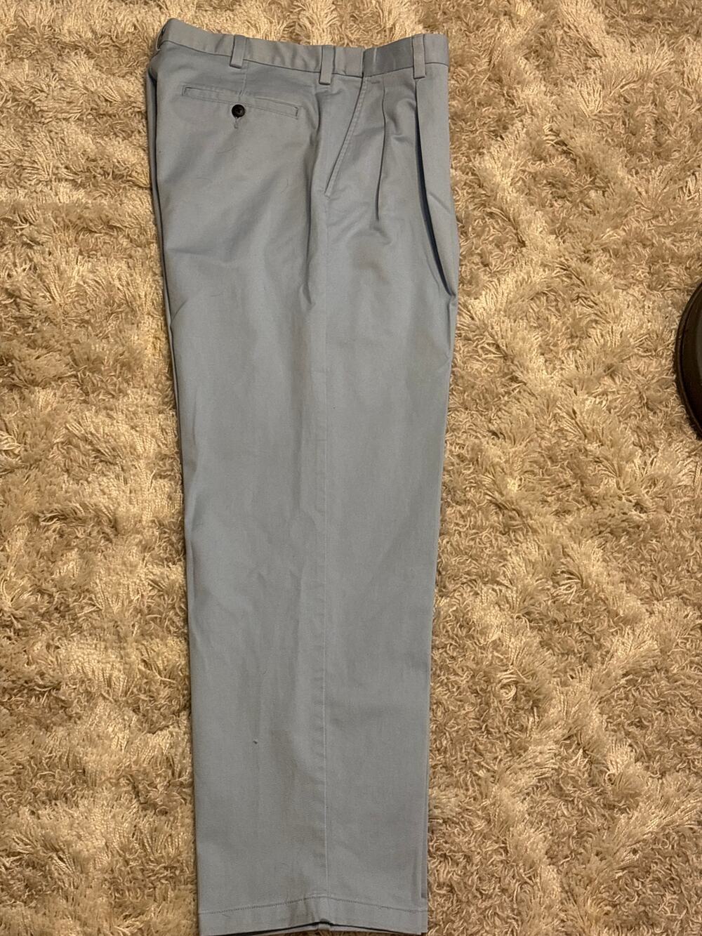 Roundtree & Yorke Pants Mens 32X30 Baby Blue Flat Front Chino Relaxed Fit Cotto